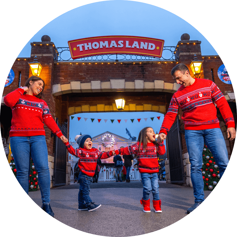 Family outside Thomas Land